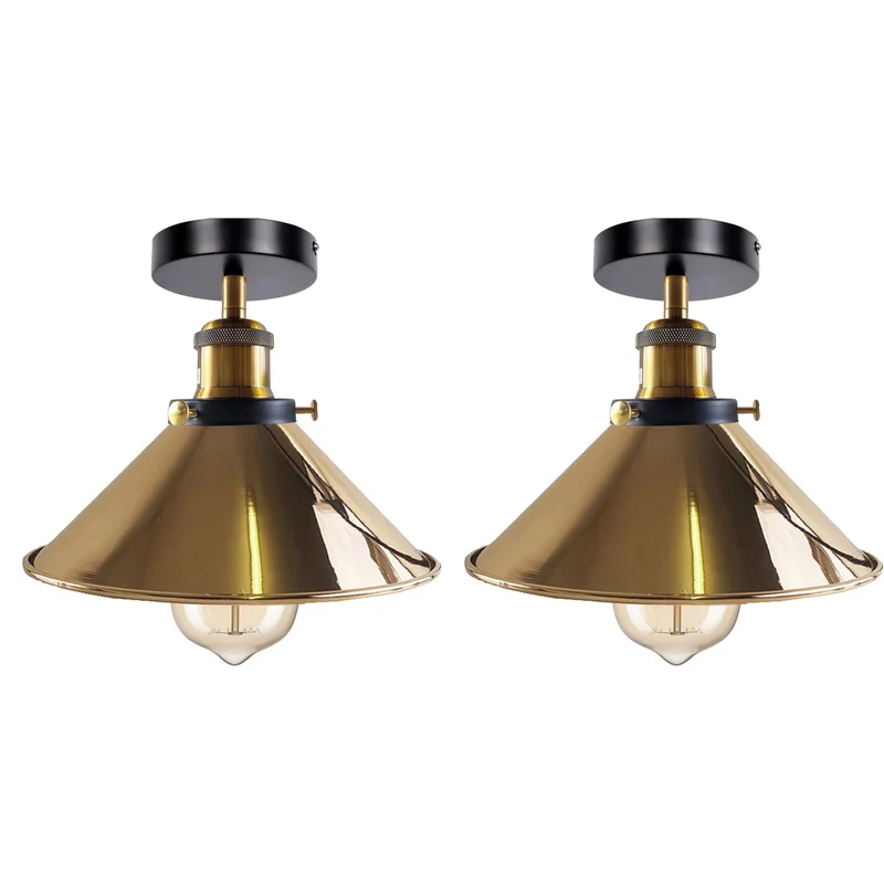 2 Stück Halb Unterputz Deckenleuchte Metallkegel E27 moderne Lampen~4111