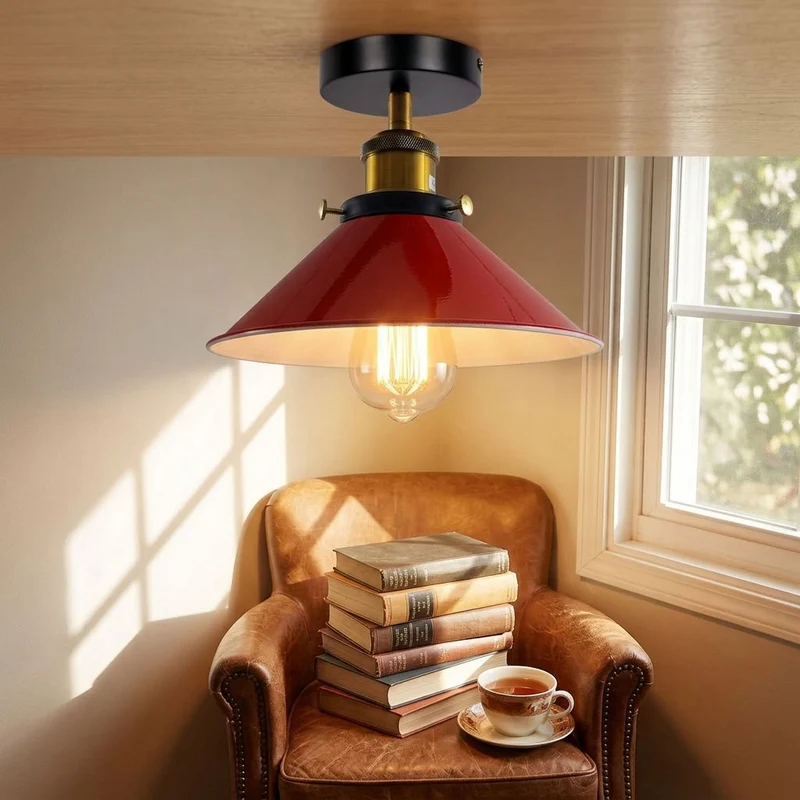 Vintage Unterputz Deckenleuchte E27 Deckenlampe für Wohnzimmer & Küche | Ø 22cm ~4112