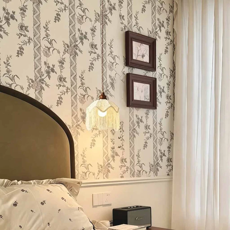 Tassel Pendant Light Scalloped Fabric Shade