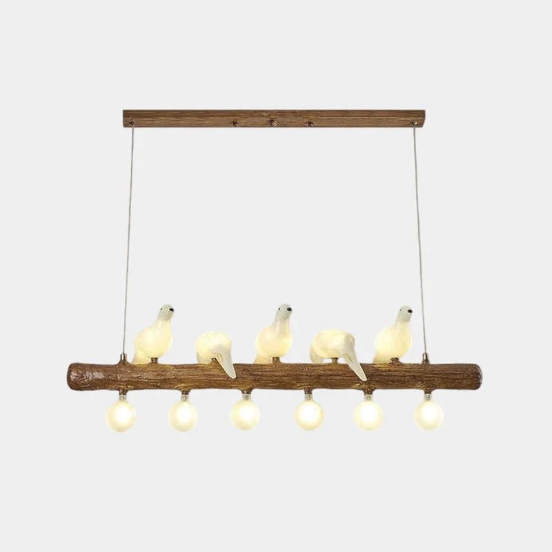 Vintage Bird Pendant Light Linear Branch Resin