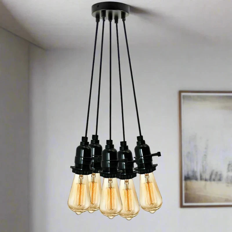 Pendelleuchte 1-5 flammig Schwarz mit Schalter | LEDSONE ~4014