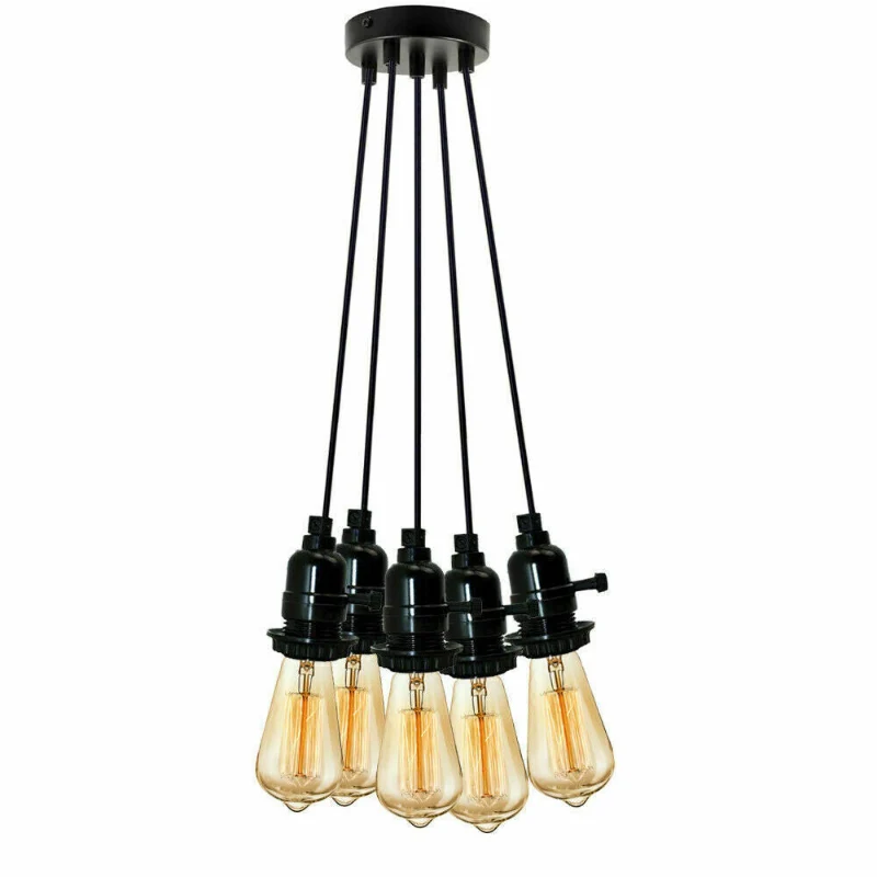 Pendelleuchte 1-5 flammig Schwarz mit Schalter | LEDSONE ~4014