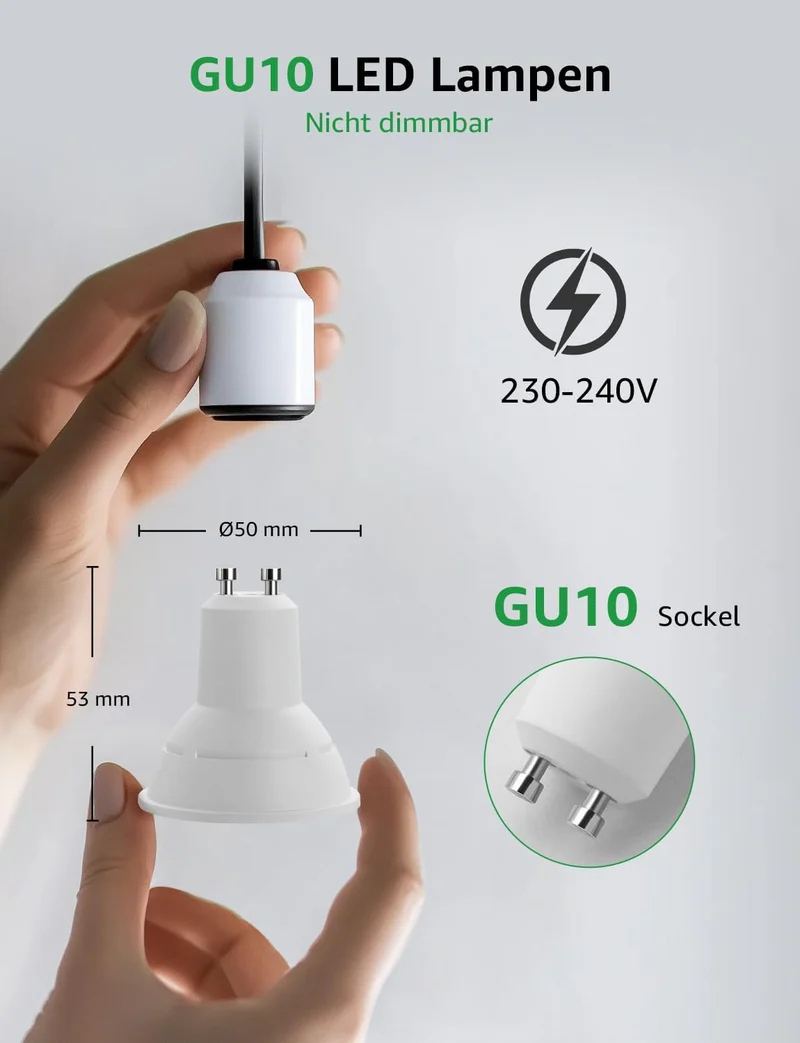 Lepro Energieklasse A GU10 LED Warmweiss Lampe, 3.3W 2700K Warmwei? 590 lm, Nicht Dimmbar, 100¡ã Abstrahlwinkel, Energiesparendes GU 10 LED Leuchtmittel f¨¹r Flur, Wohnzimmer, Schlafzimmer, 5 St¨¹ck