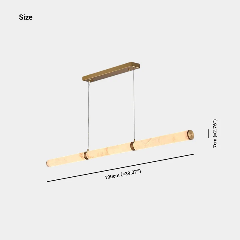 Marble Linear Pendant Light Cylinder Horizontal