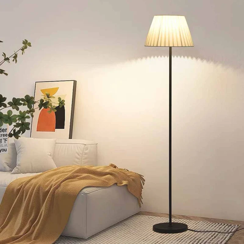 Pleated Floor Lamp Standing Fabric Shade Modern