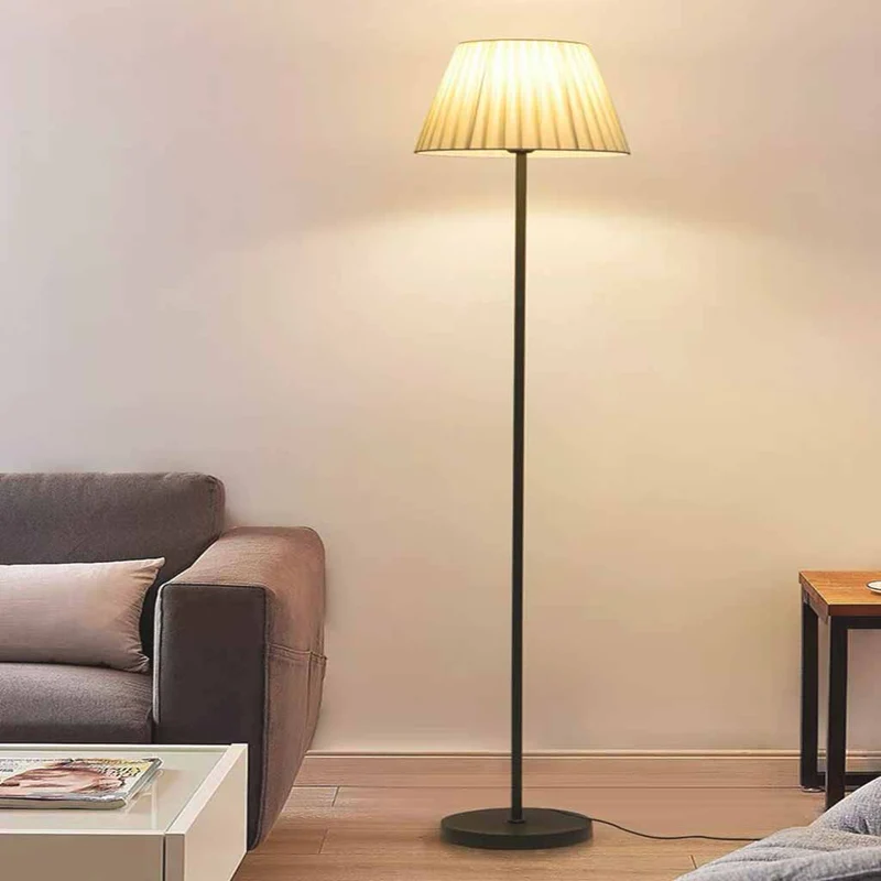 Pleated Floor Lamp Standing Fabric Shade Modern