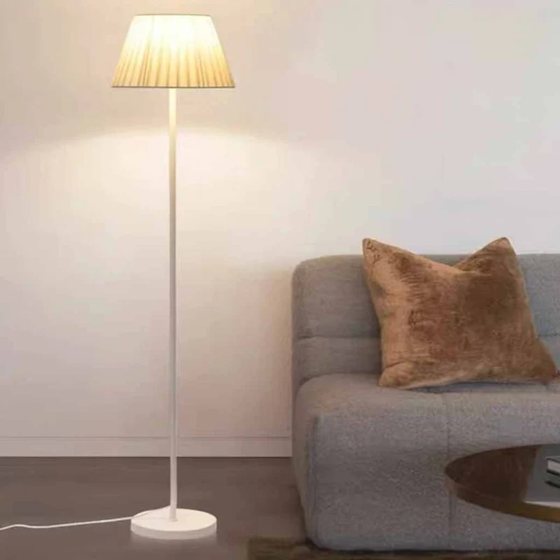 Pleated Floor Lamp Standing Fabric Shade Modern