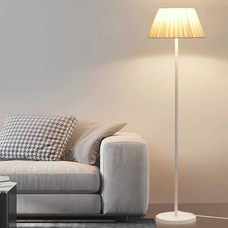 Pleated Floor Lamp Standing Fabric Shade Modern