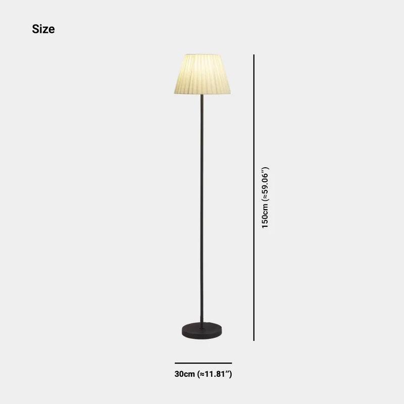 Pleated Floor Lamp Standing Fabric Shade Modern