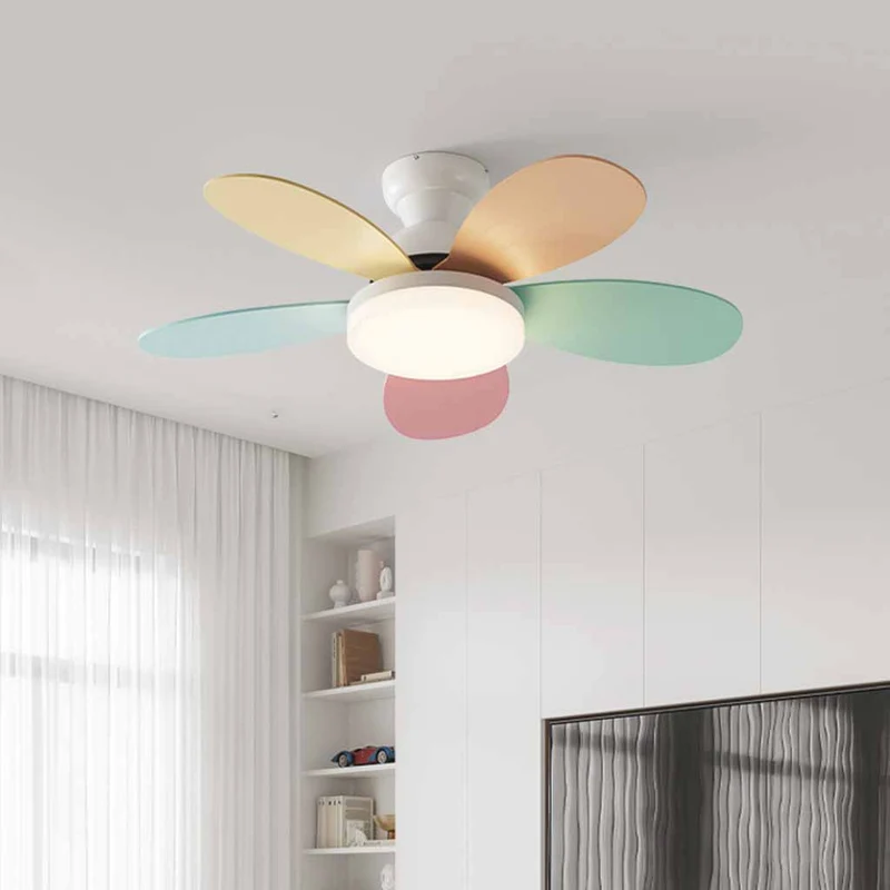 Colorful 5 Blades Kids Room Ceiling Fan with Light