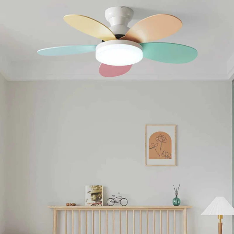 Colorful 5 Blades Kids Room Ceiling Fan with Light