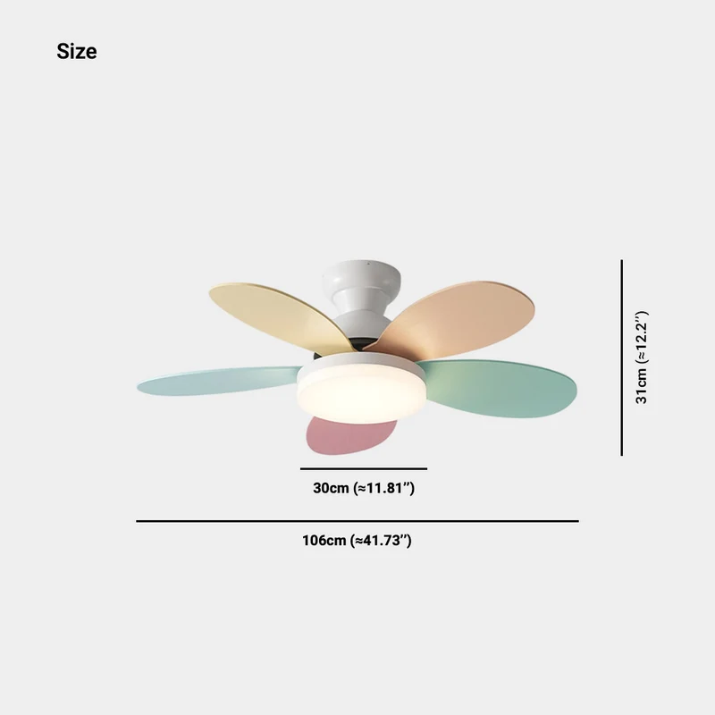 Colorful 5 Blades Kids Room Ceiling Fan with Light