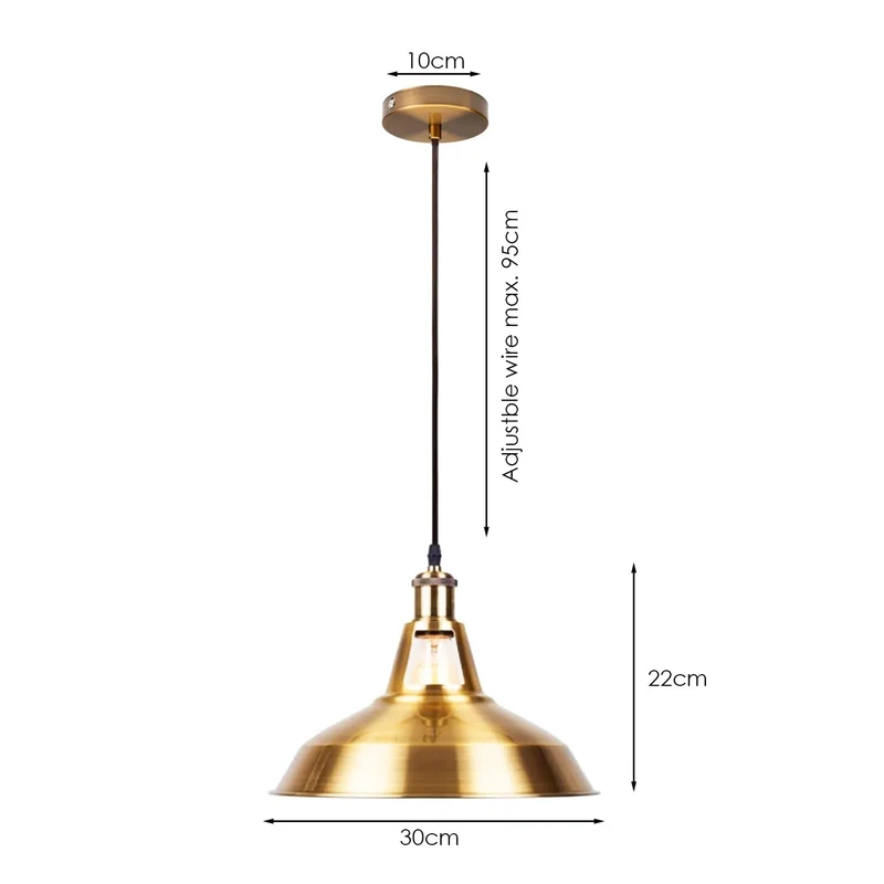 Vintage Hängelampe Messing Gold | E27 Industrie Deckenleuchte Ø 30cm ~4085