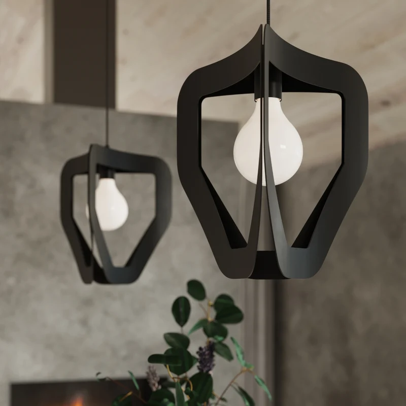 Minimalistische schwarze Pendelleuchte aus Stahl – Modèle Asterion