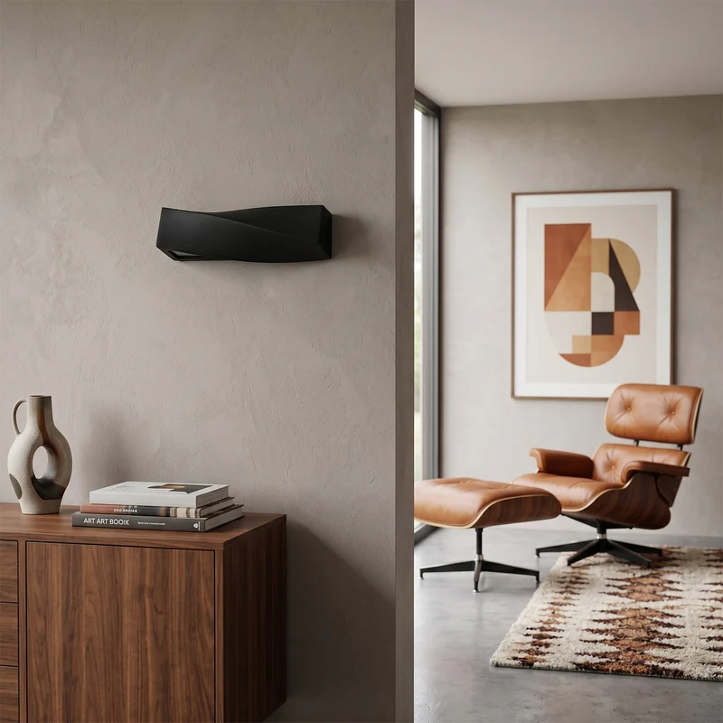 Moderne schwarze Keramik-Wandleuchte – Noxaria