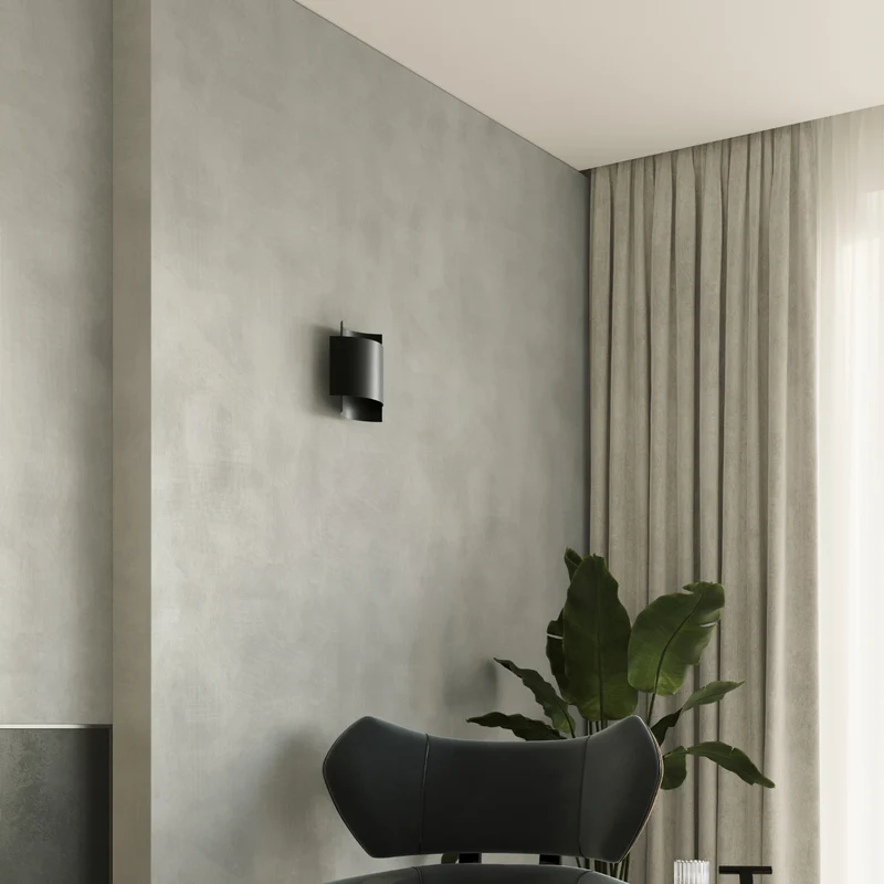 Schwarze Wandleuchte im Industriedesign – Vespera