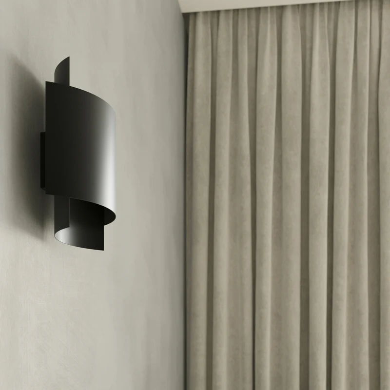 Schwarze Wandleuchte im Industriedesign – Vespera