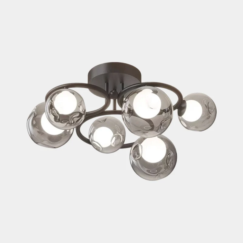 6-Light Bubble Semi-Flush Glass LED Ceiling Light