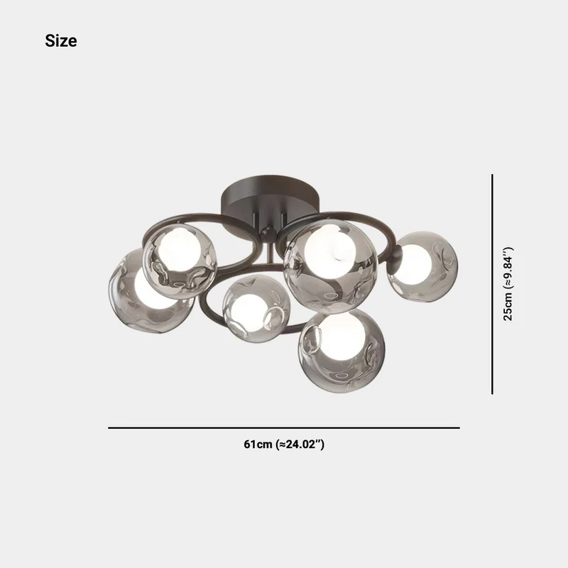 6-Light Bubble Semi-Flush Glass LED Ceiling Light