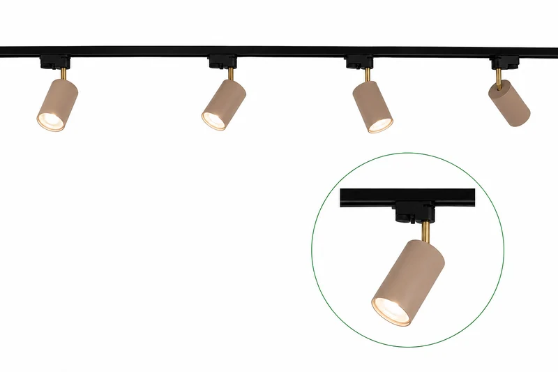 LED 1-Phasen-Schienenstrahler | Beige & Gold | GU10 Fassung | 55mm | BARDO