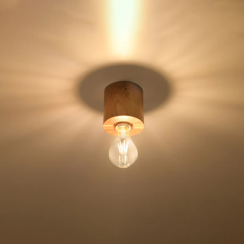 Minimalistische Deckenleuchte aus natürlichem Holz für Wohnzimmer – Norvian