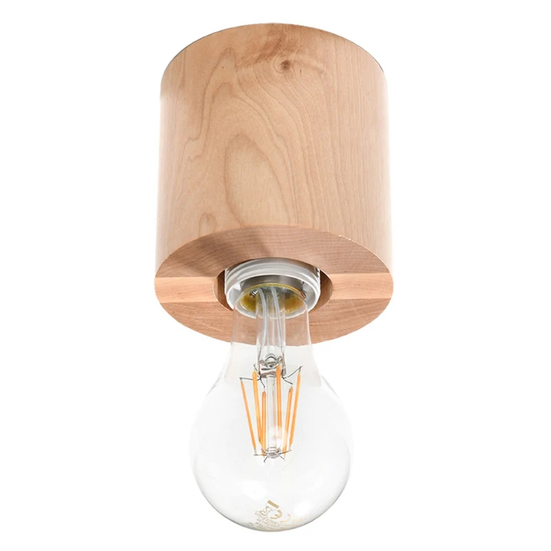 Minimalistische Deckenleuchte aus natürlichem Holz für Wohnzimmer – Norvian