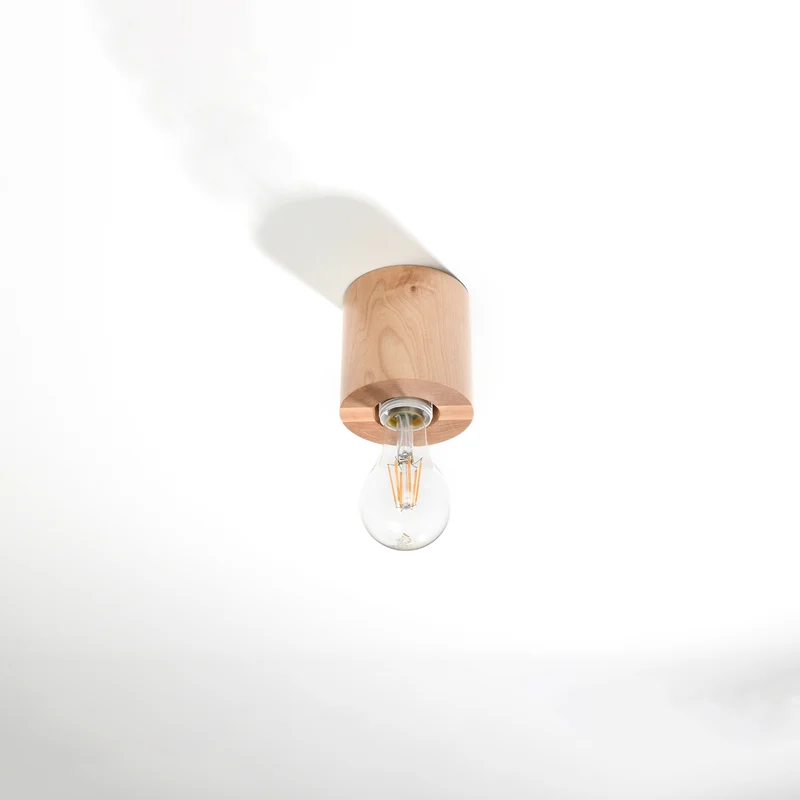 Minimalistische Deckenleuchte aus natürlichem Holz für Wohnzimmer – Norvian