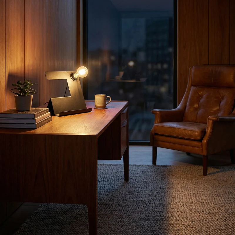 Schwarze Design-Schreibtischlampe aus Stahl – Neralis