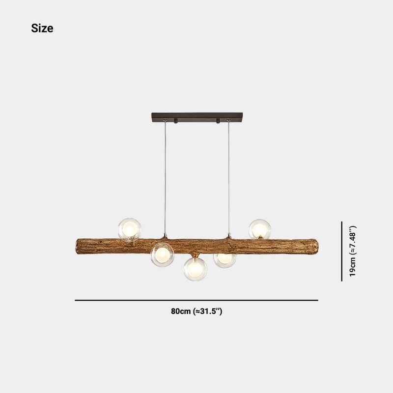 Vintage Tree Branch Linear Pendant Light with Glass Globes