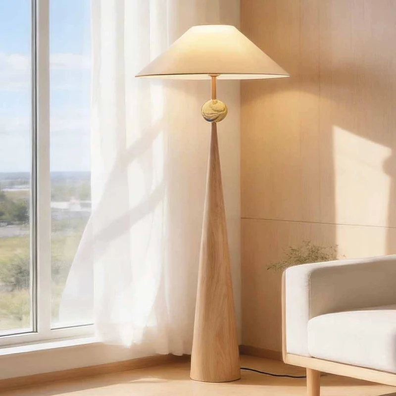 Tapered Floor Lamp Standing with Fabric Shade