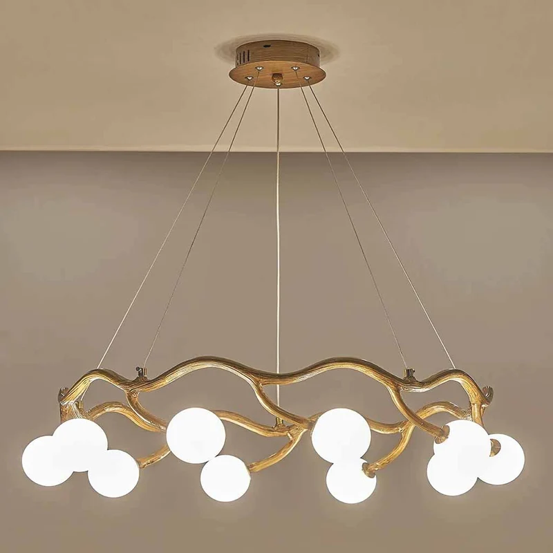Circular Tree Branch Chandelier Resin Multi-Globe