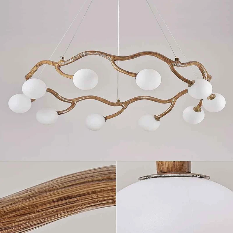 Circular Tree Branch Chandelier Resin Multi-Globe