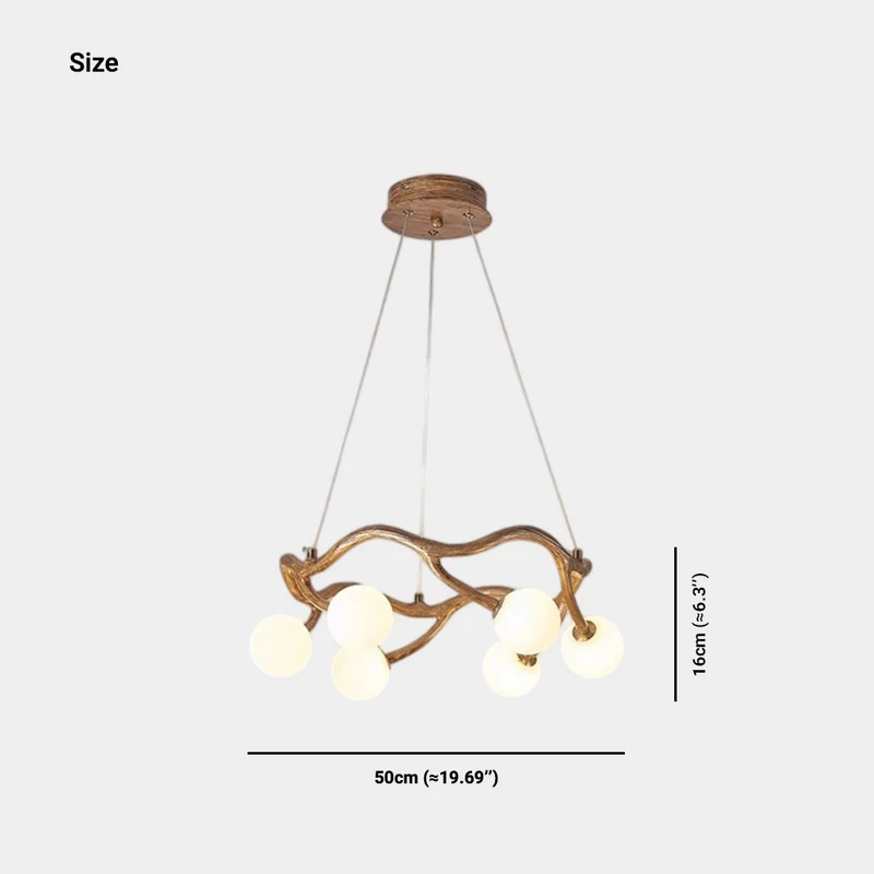Circular Tree Branch Chandelier Resin Multi-Globe