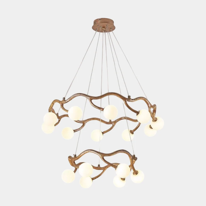 Circular Tree Branch Chandelier Resin Multi-Globe