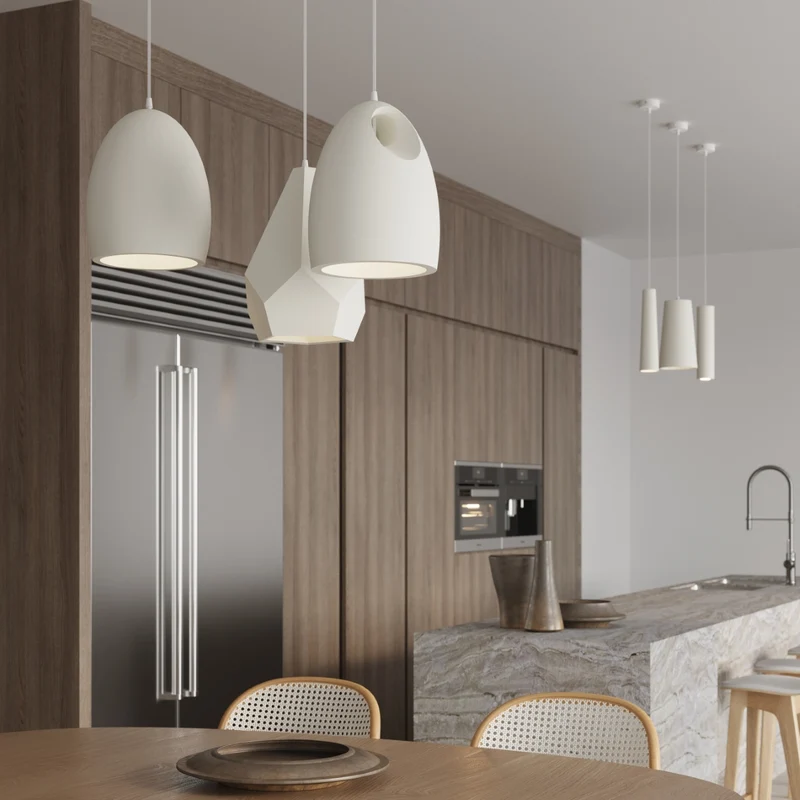 Moderne weiße Keramik-Hängeleuchte für Esszimmer – Elaris
