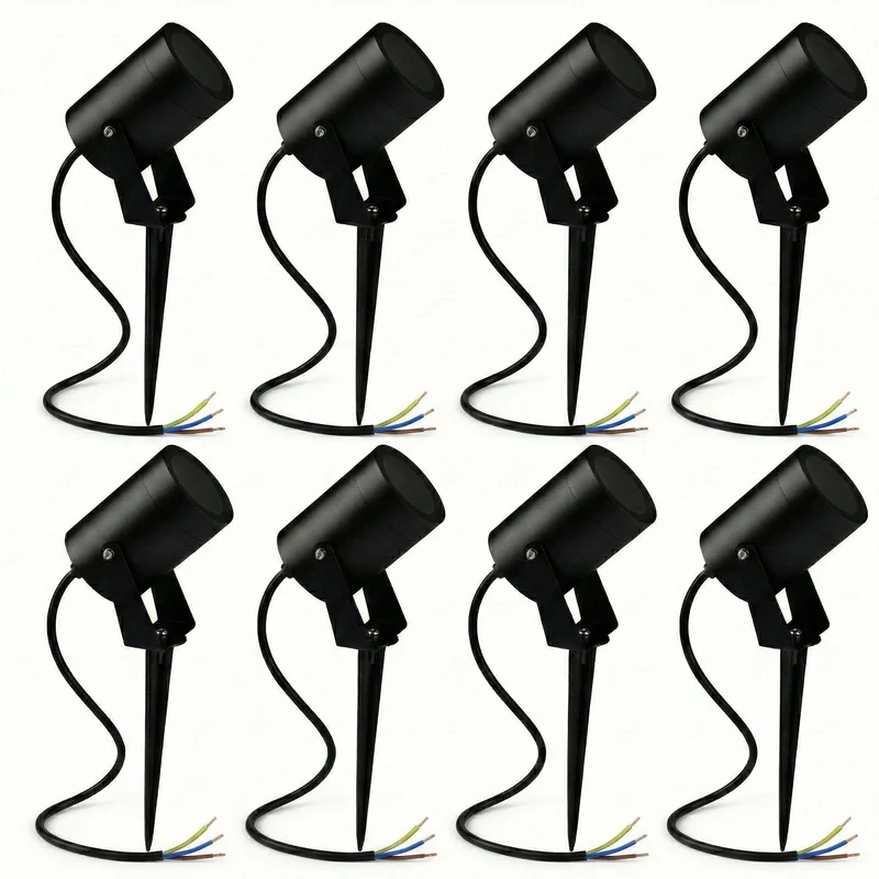 8-teiliges Spike-Scheinwerferset | Spike | GU10 | IP65 | Schwarz | Rund