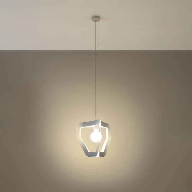Minimalistische weiße Pendelleuchte für Wohnzimmer – modèle Asterion
