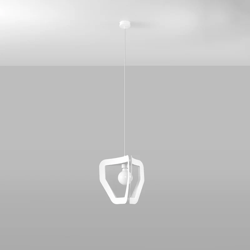 Minimalistische weiße Pendelleuchte für Wohnzimmer – modèle Asterion