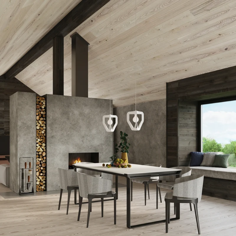 Minimalistische weiße Pendelleuchte für Wohnzimmer – modèle Asterion