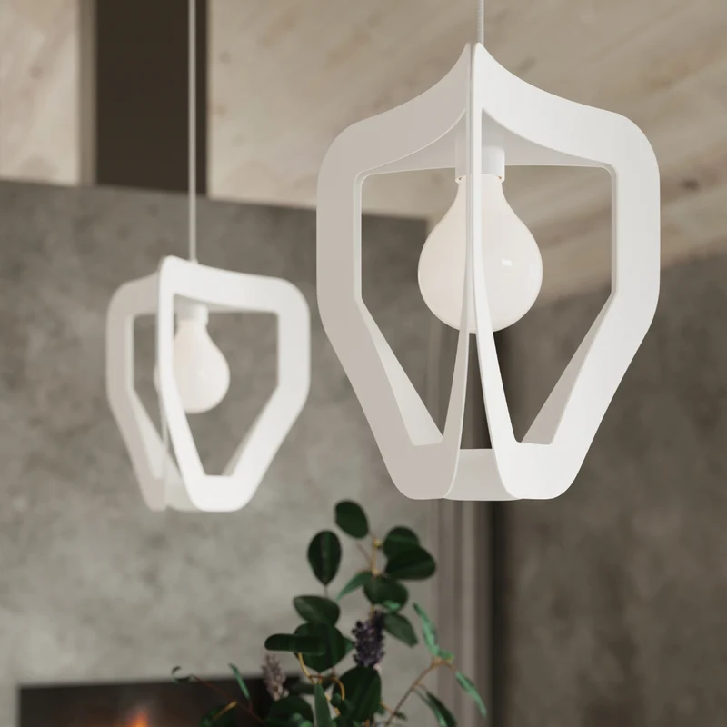 Minimalistische weiße Pendelleuchte für Wohnzimmer – modèle Asterion