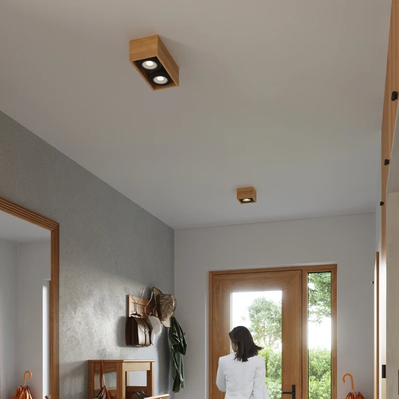 Minimalistische Deckenleuchte aus Naturholz – Modèle Nordeyn