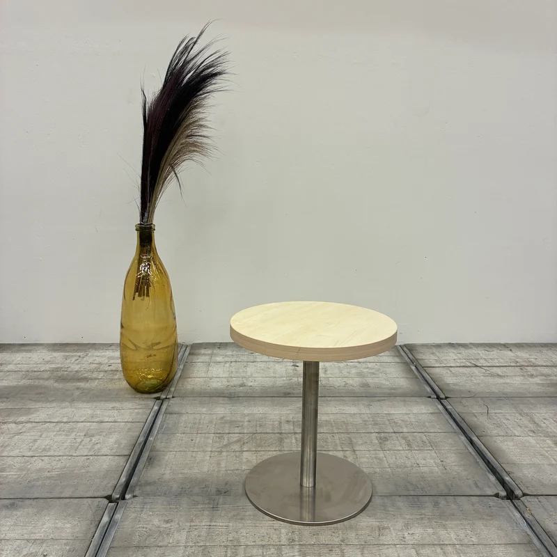 Beistelltisch Loungetisch Rund Holz Buche Edelstahl Tisch 50cm Gebraucht
