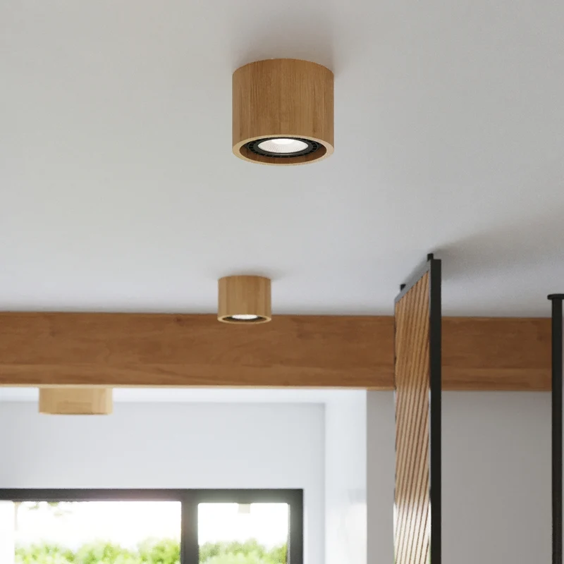 Minimalistische Deckenleuchte aus Naturholz – Modèle Norvial