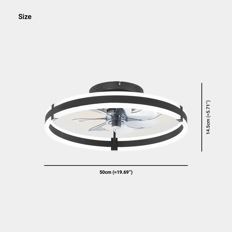 Circle Ceiling Fan with Light Semi-Flush Silent, Black & White