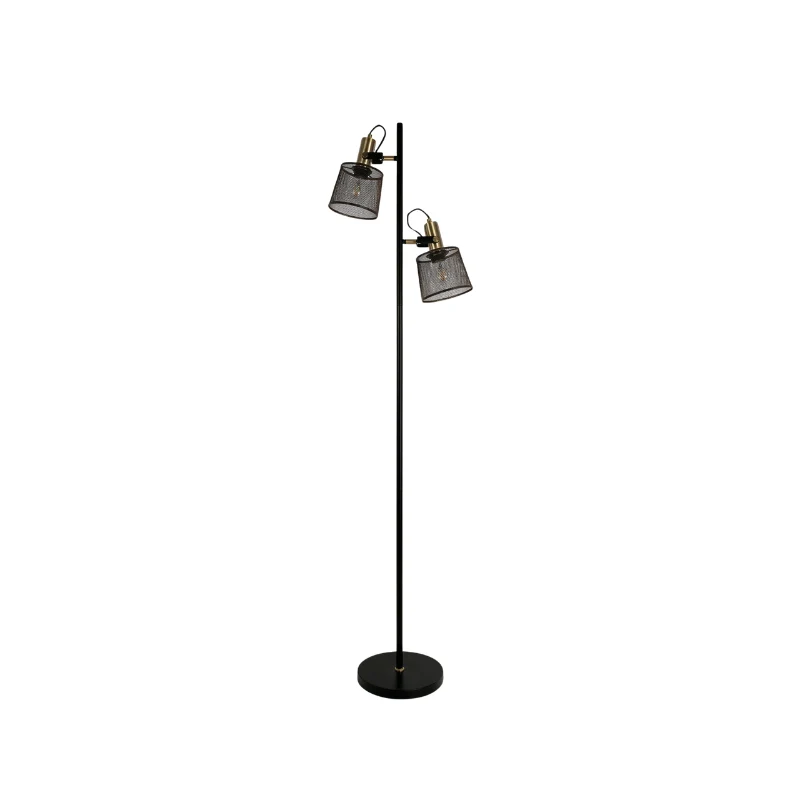 Schwarze LED-Stehlampe aus Aluminium mit Doppelkopf – Tavela