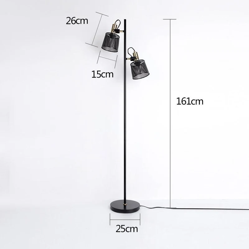 Schwarze LED-Stehlampe aus Aluminium mit Doppelkopf – Tavela