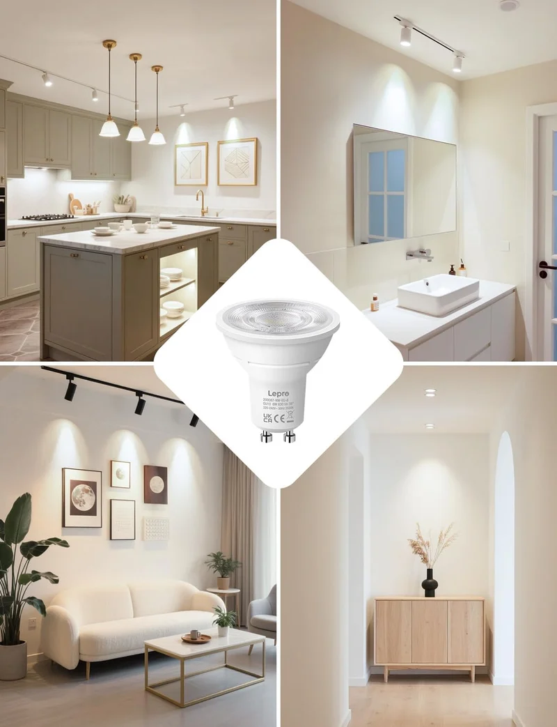 Lepro GU10 LED Neutralweiß 6W Lampe, 4000K Neutralweiß, 630 Lumen, 38° Abstrahlwinkel, Nicht dimmbar Reflektorlampe, Energiesparendes GU10 LED Leuchtmittel für Büro, Küche, Flur, 8 Stück