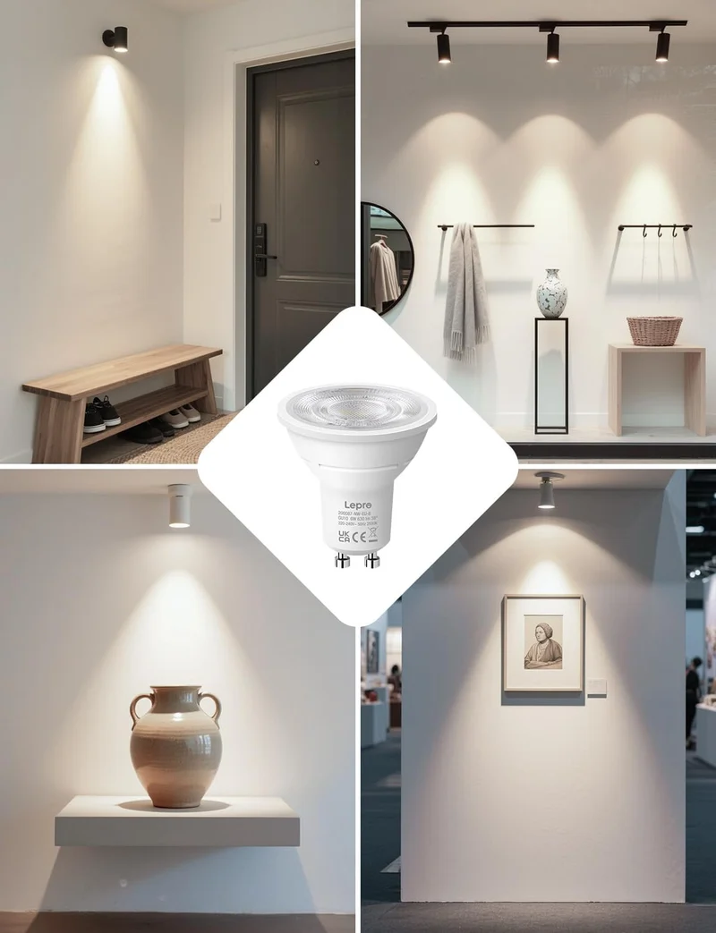 Lepro GU10 LED Neutralweiß 6W Lampe, 4000K Neutralweiß, 630 Lumen, 38° Abstrahlwinkel, Nicht dimmbar Reflektorlampe, Energiesparendes GU10 LED Leuchtmittel für Büro, Küche, Flur, 8 Stück