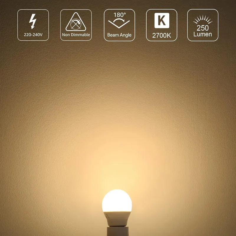 Lepro E27 LED Warmweiss Glühbirne, 2.5 Watt G45 LED Lampe E27, ersetzt 25W Halogenlampe, 250 Lumen Leuchtmittel, 2700 Kelvin Warmweiß, 180° Abstrahlwinkel Energiesparlampe, 5 Stück