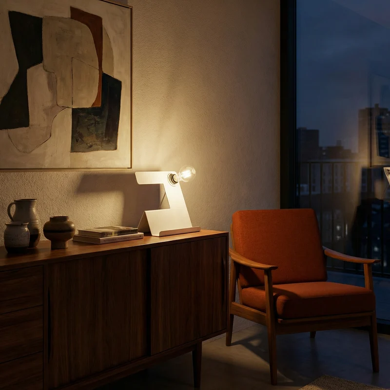 Design-Schreibtischlampe aus weißem Stahl – Arkanis